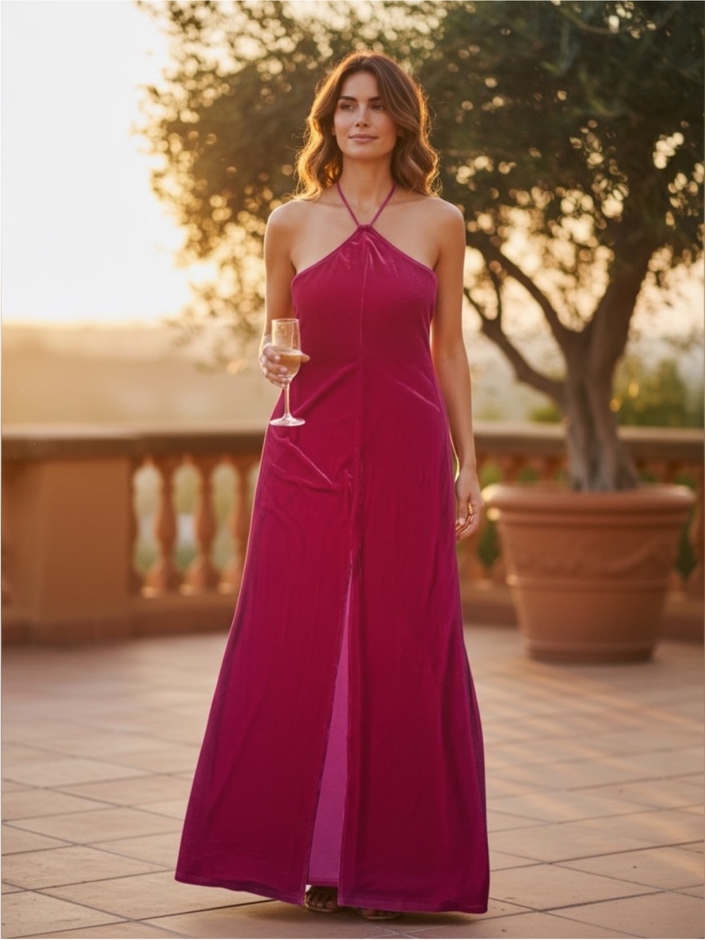Reformation Nyla Velvet Halter Dress